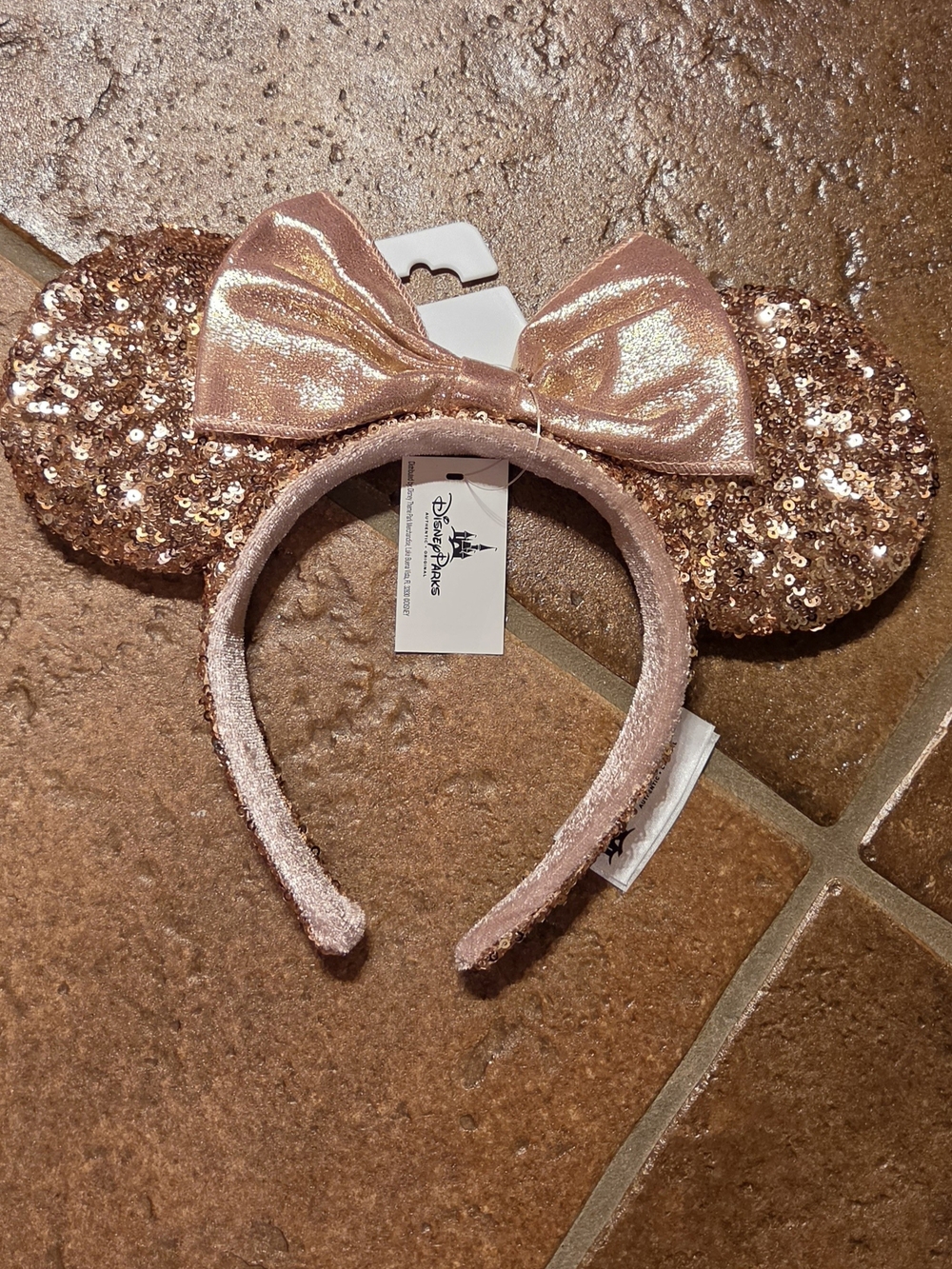 Disney Parks Rose Gold Sequin Minnie Ears